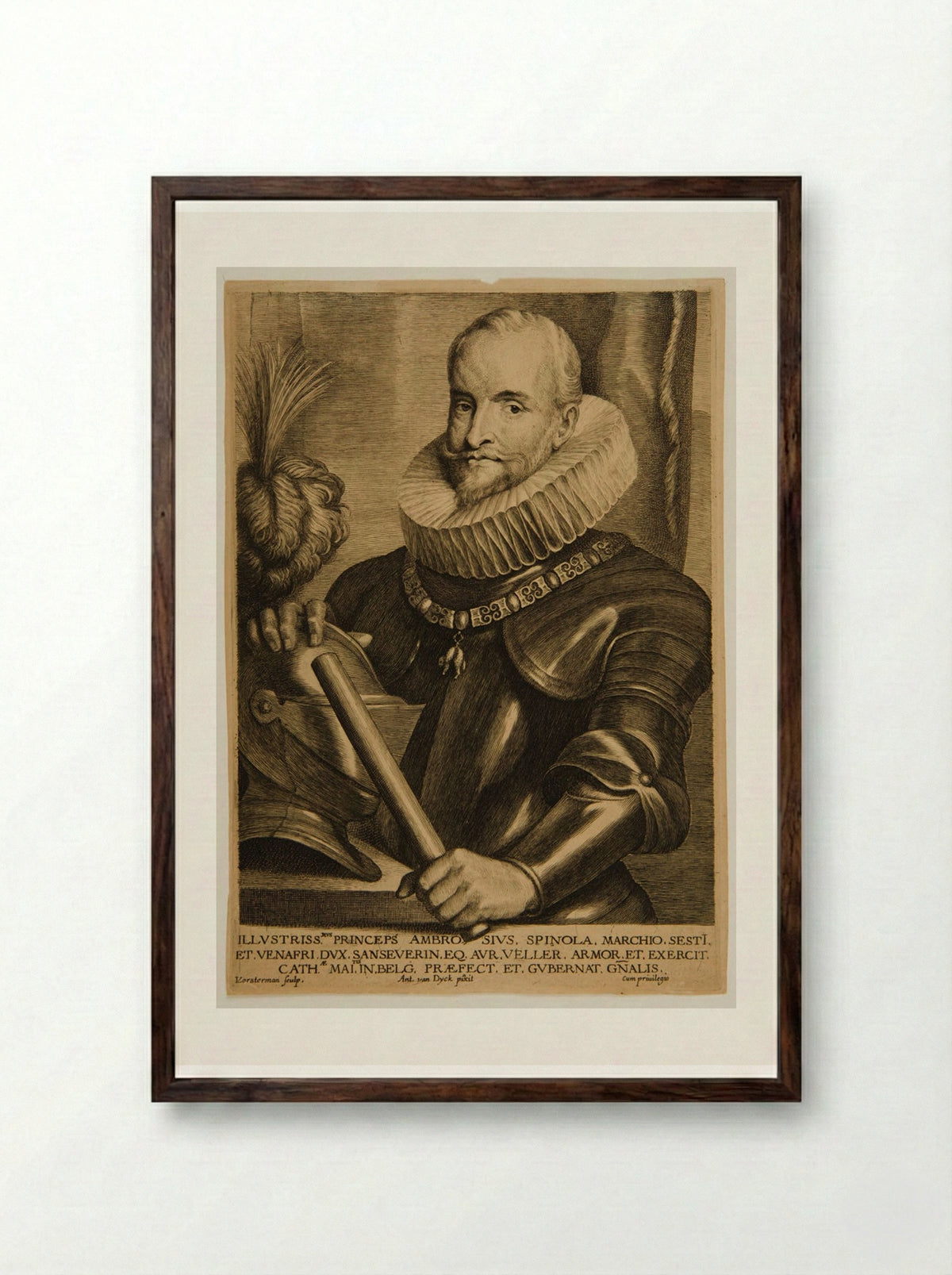 Ambrogio, Marquis de Spinola - Lucas Vorsterman I - Framed Print Dark Wood