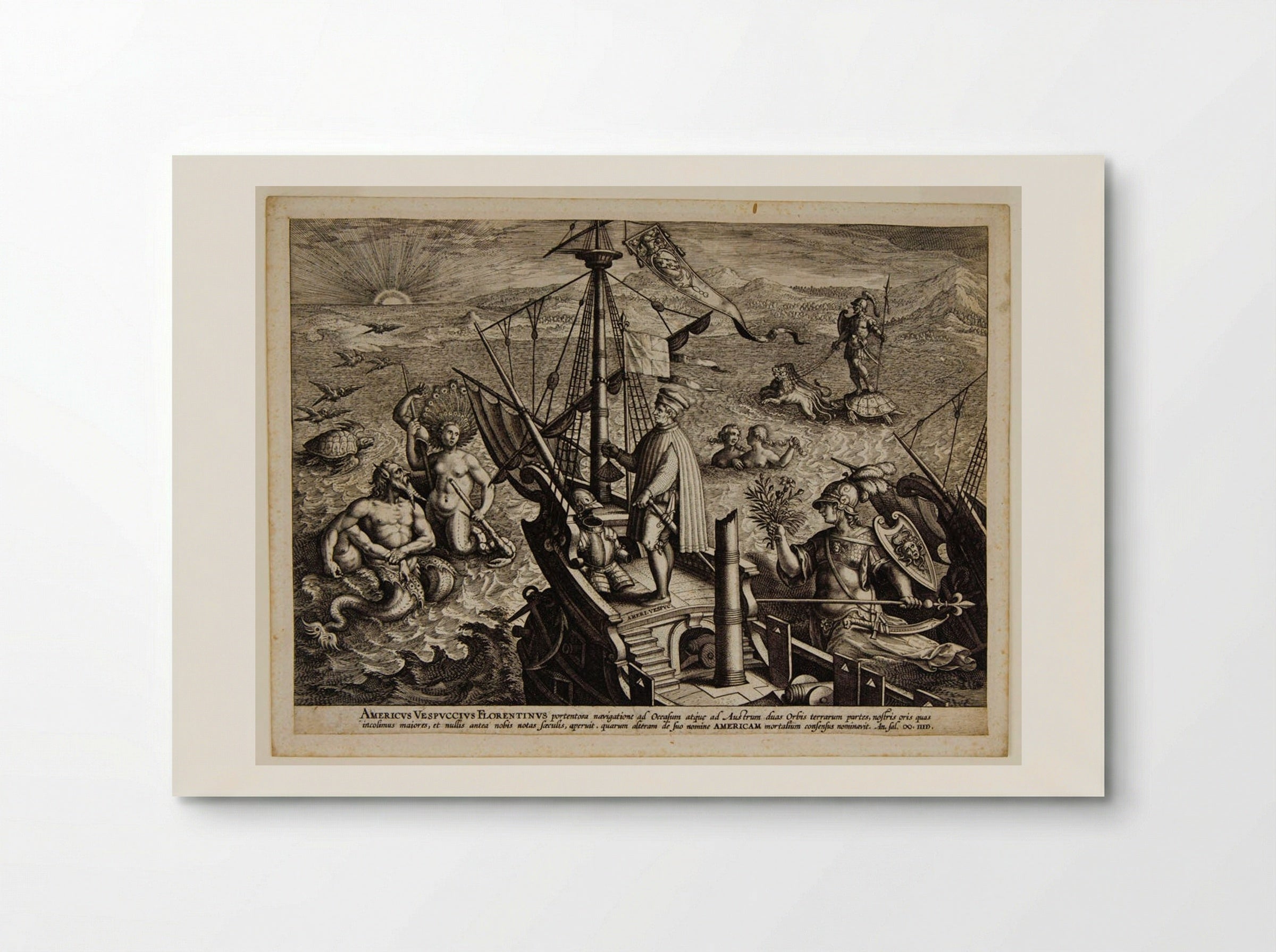 Amerigo Vespucci on His Ship - Adriaen Collaert - Poster