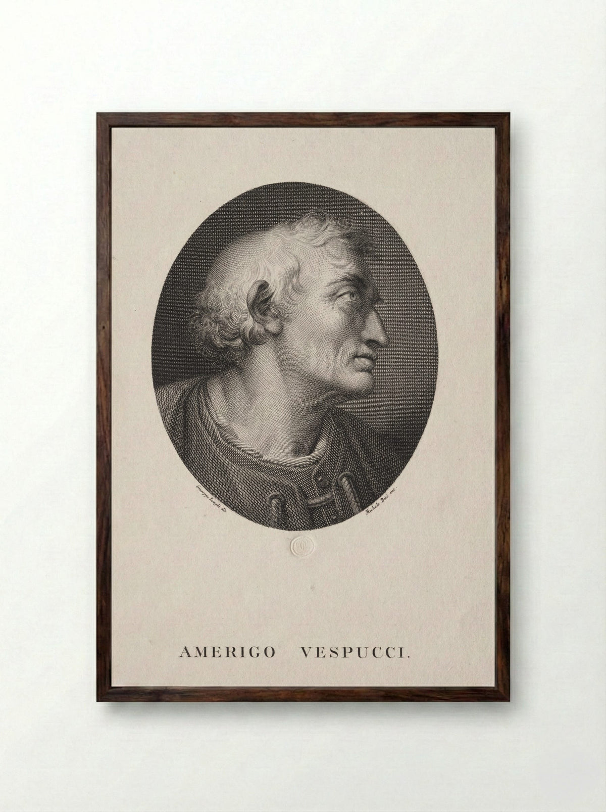 Amerigo Vespucci - Michele Bisi - Framed Print Dark Wood