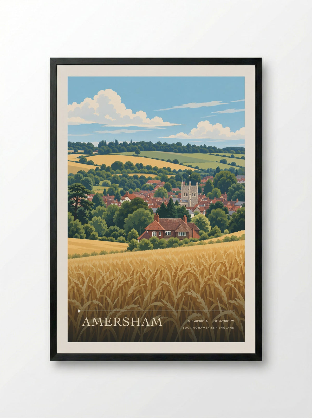 Amersham, Buckinghamshire | Travel Poster - Framed Print Black
