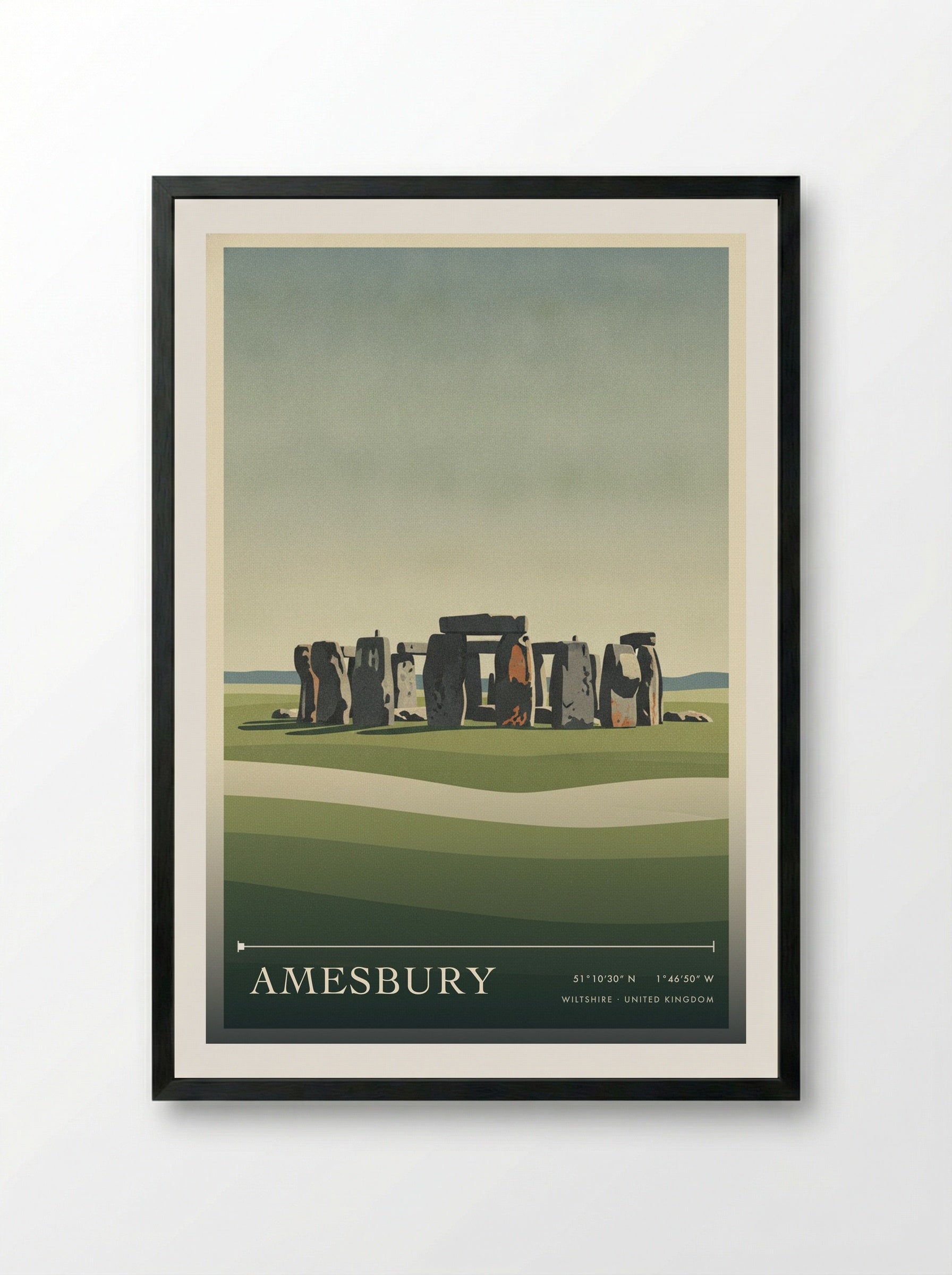 Amesbury Wiltshire United Kingdom Travel Poster - Framed Print Black