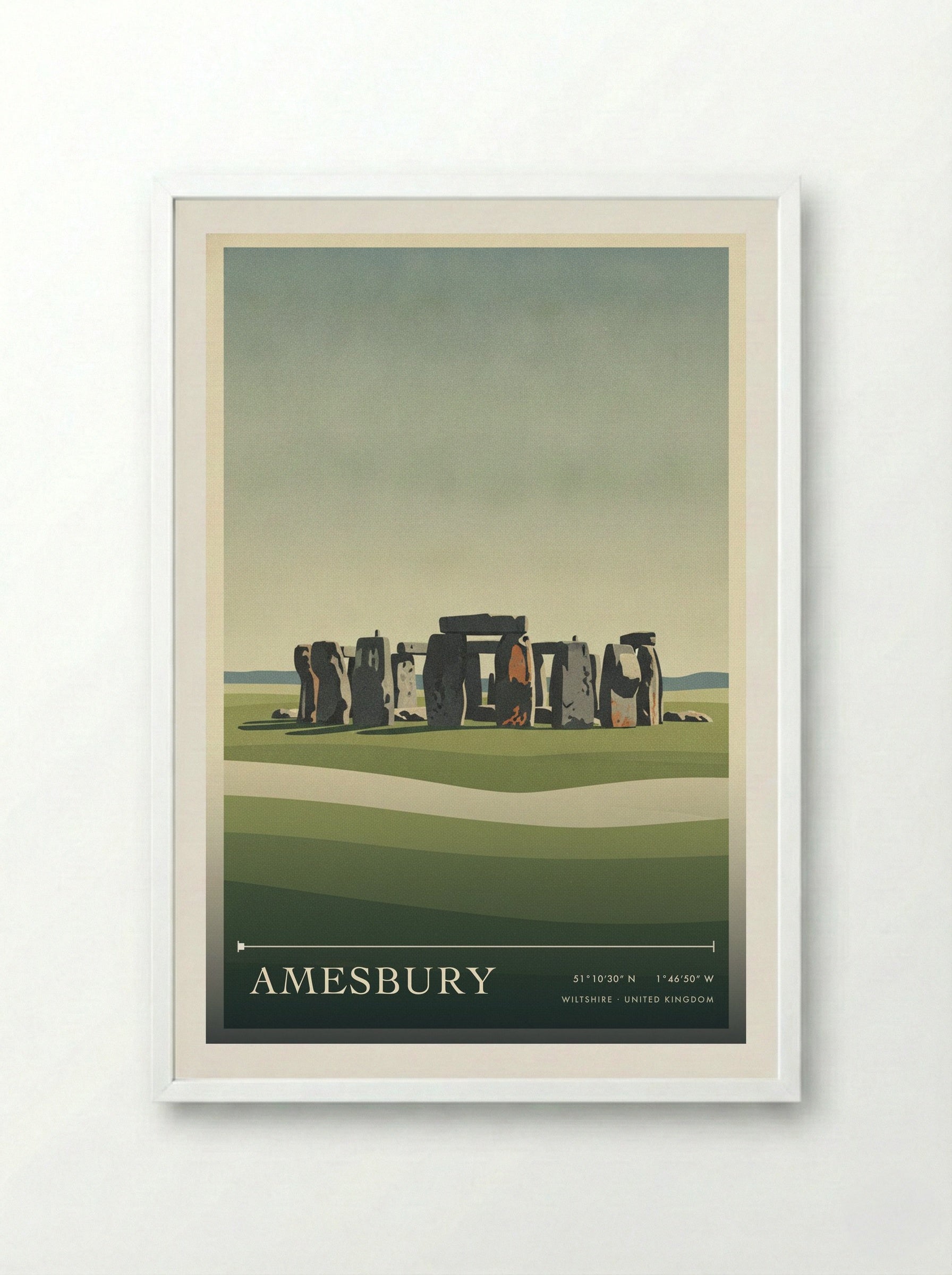 Amesbury Wiltshire United Kingdom Travel Poster - Framed Print White
