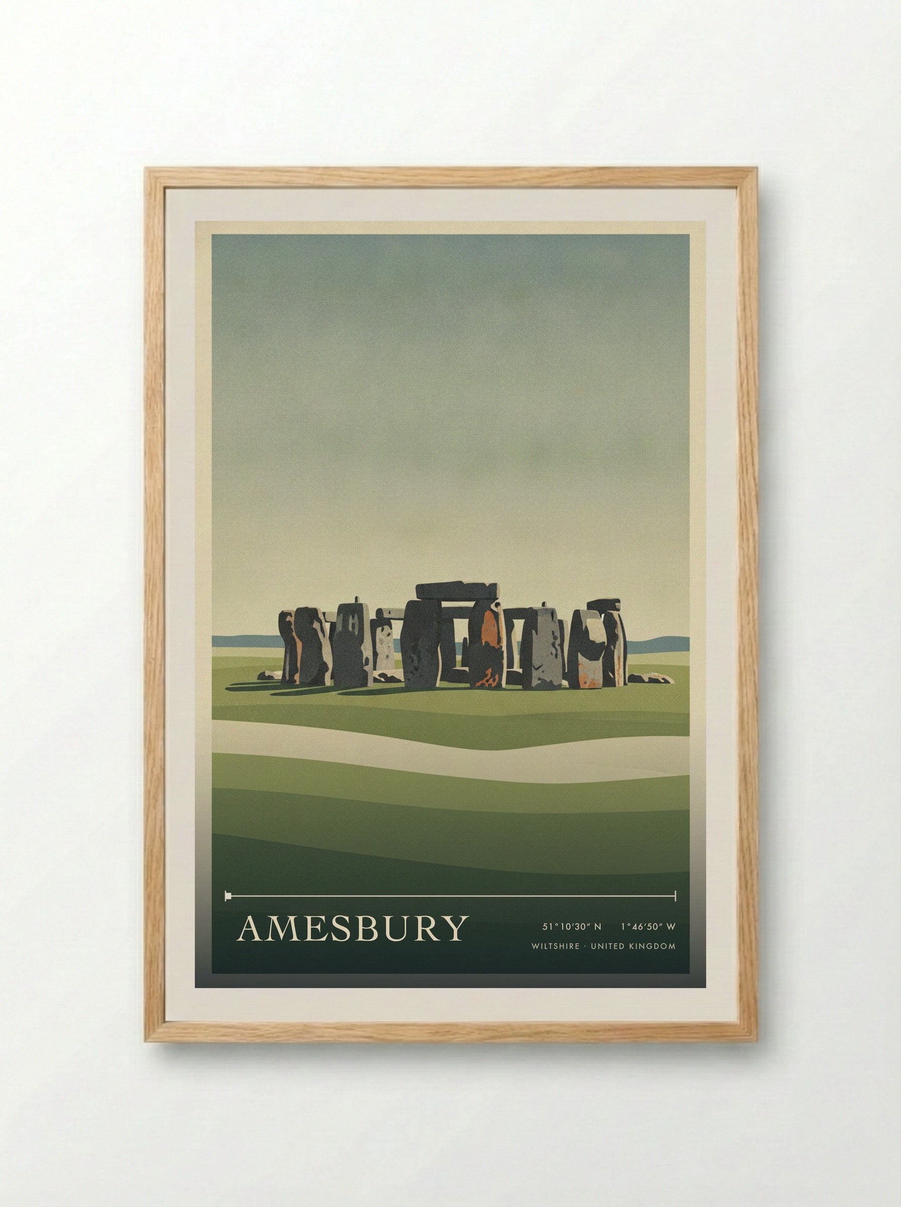 Amesbury Wiltshire United Kingdom Travel Poster - Framed Print Wood