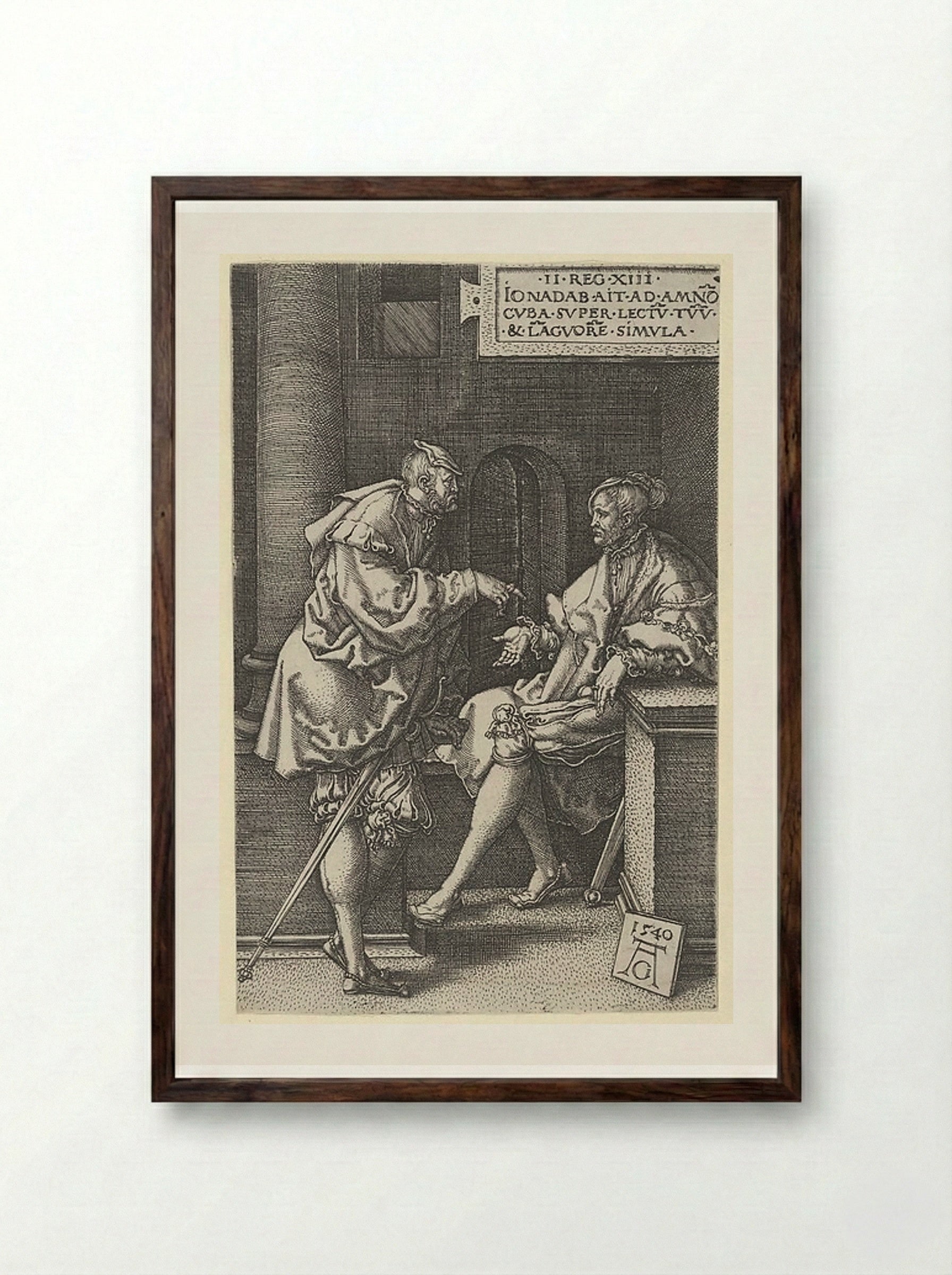 Amnon and Jonadab - Heinrich Aldegrever - Framed Print Dark Wood
