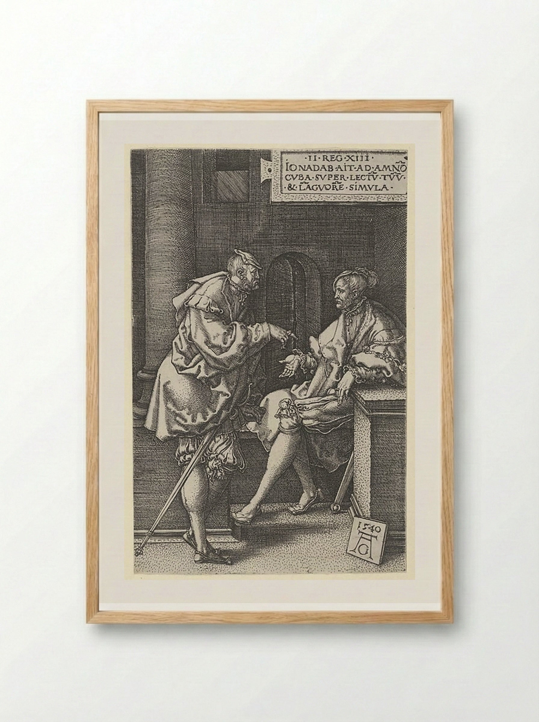 Amnon and Jonadab - Heinrich Aldegrever - Framed Print Wood