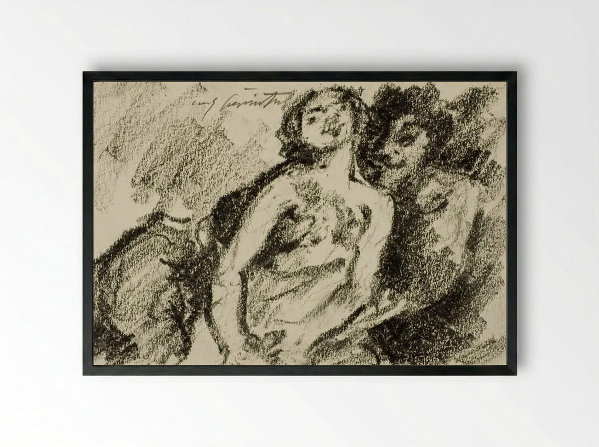 Amnon and Tamar, his sister (II Samuel 13:1-15) - Lovis Corinth - Framed Print Black