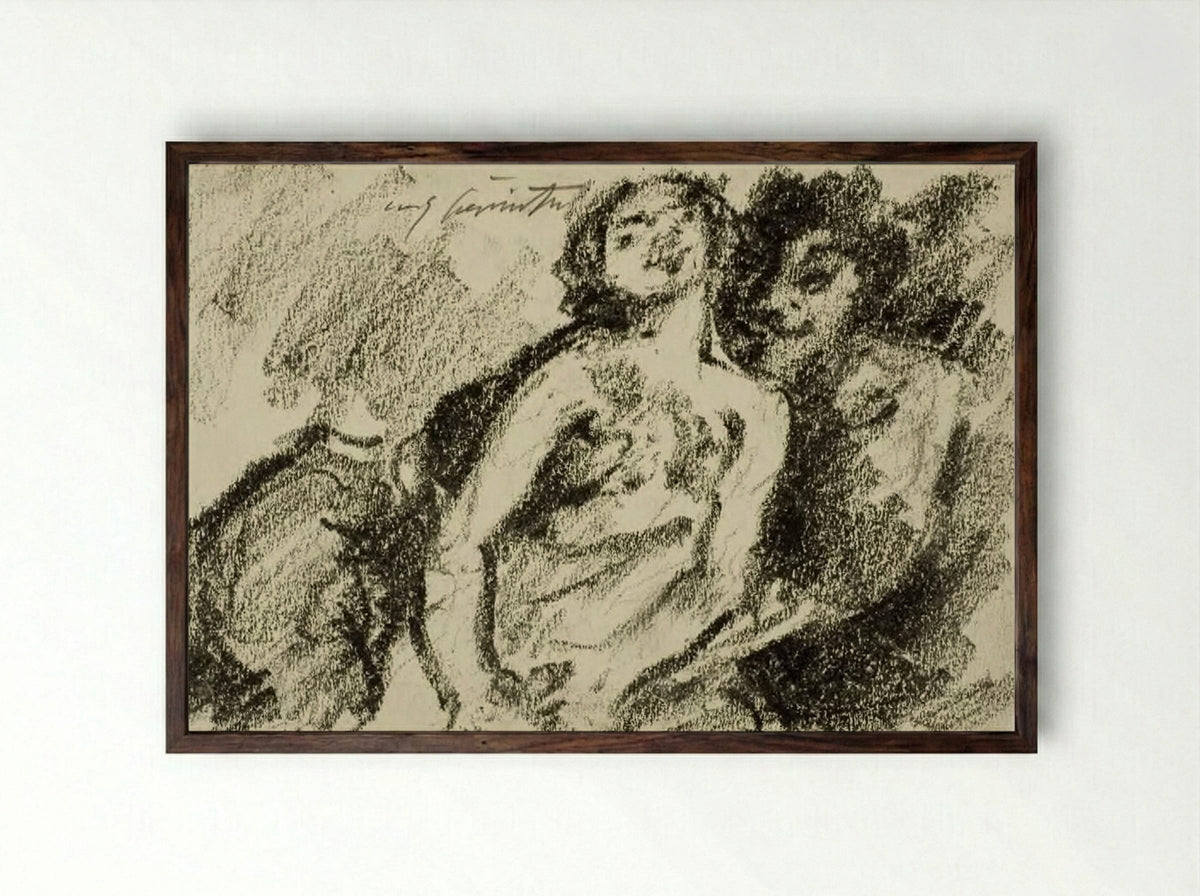 Amnon and Tamar, his sister (II Samuel 13:1-15) - Lovis Corinth - Framed Print Dark Wood
