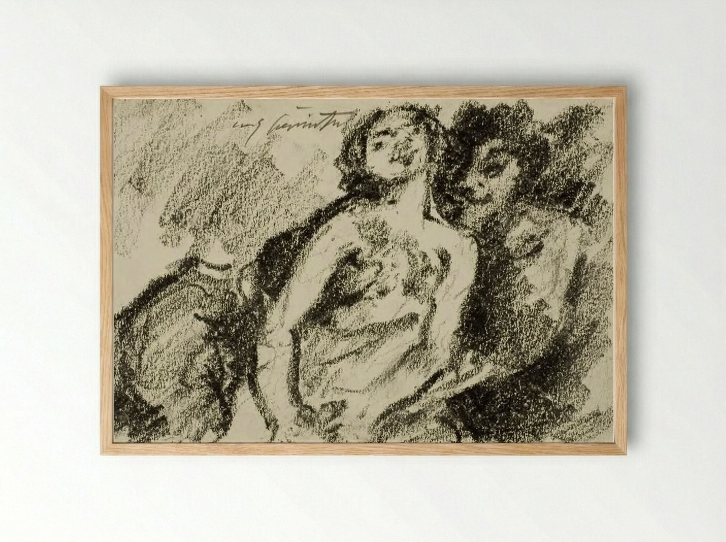 Amnon and Tamar, his sister (II Samuel 13:1-15) - Lovis Corinth - Framed Print Wood