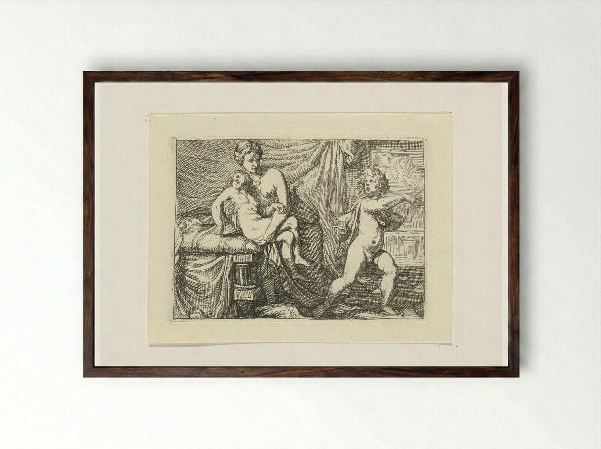 Amor Disguised as Ascanius - Gerard de Lairesse - Framed Print Dark Wood