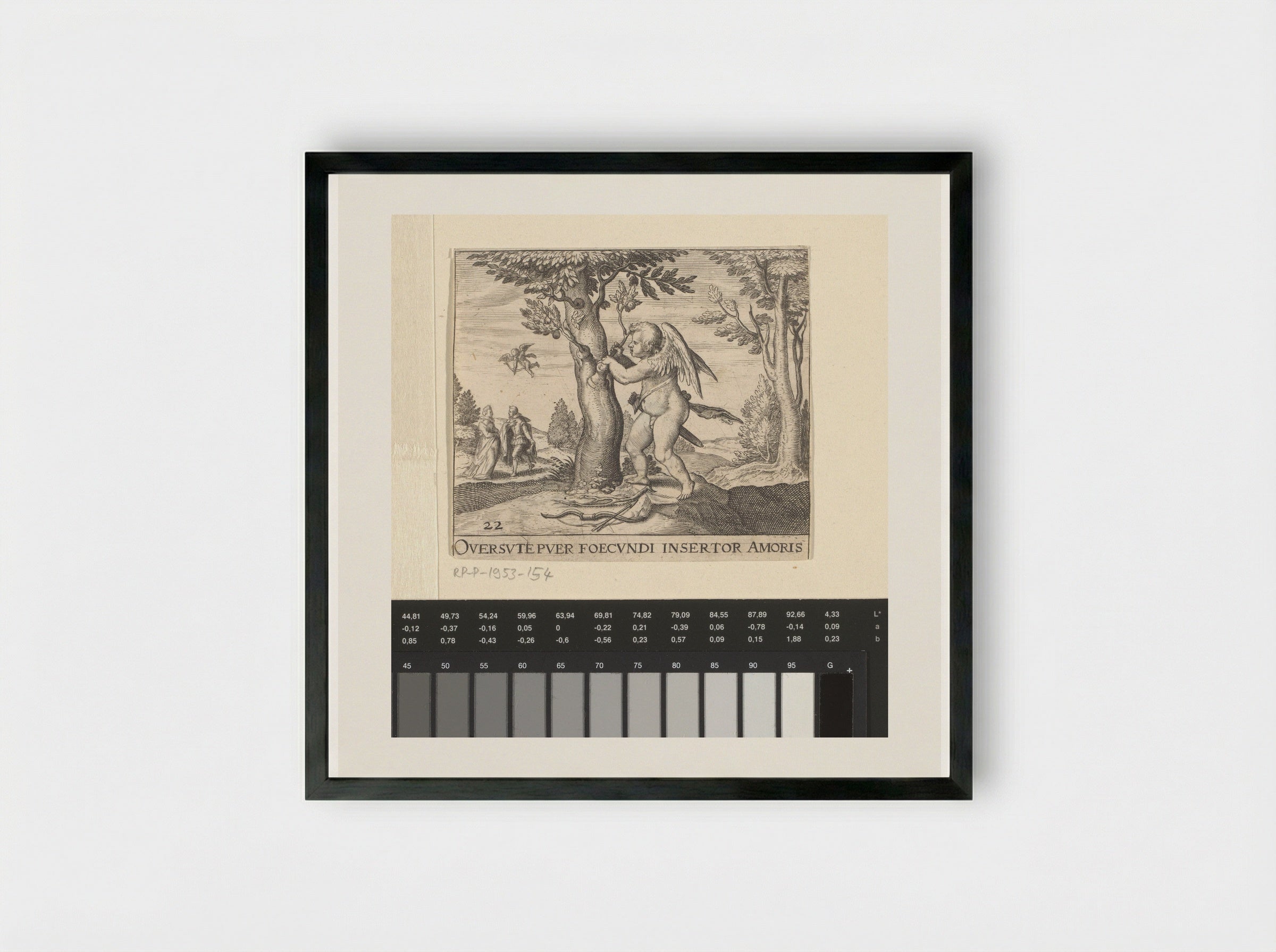 Amor bij een boom - Johann Theodor de Bry - Framed Print Black