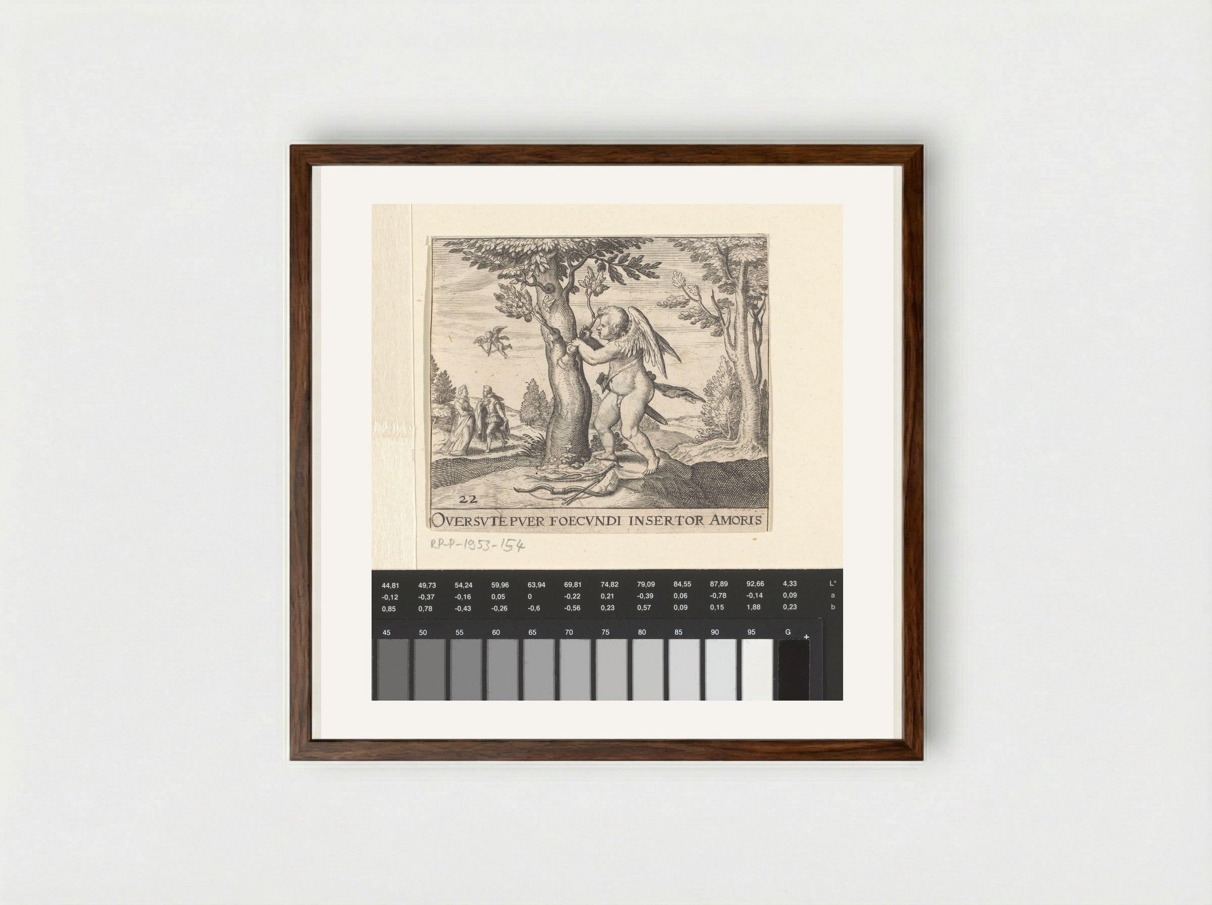 Amor bij een boom - Johann Theodor de Bry - Framed Print Dark Wood