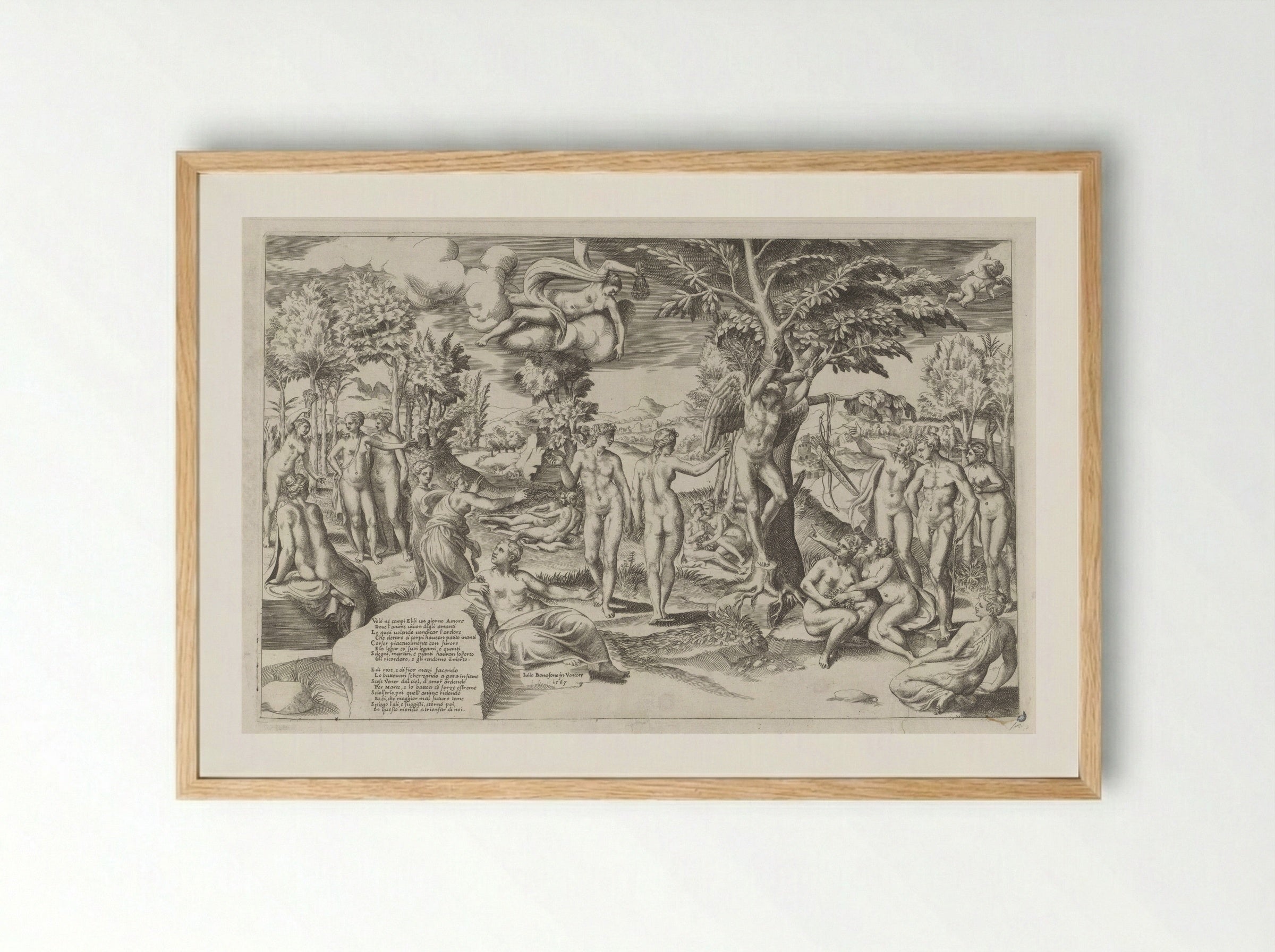 Amor in the Elysian Fields - Giulio Bonasone - Framed Print Wood