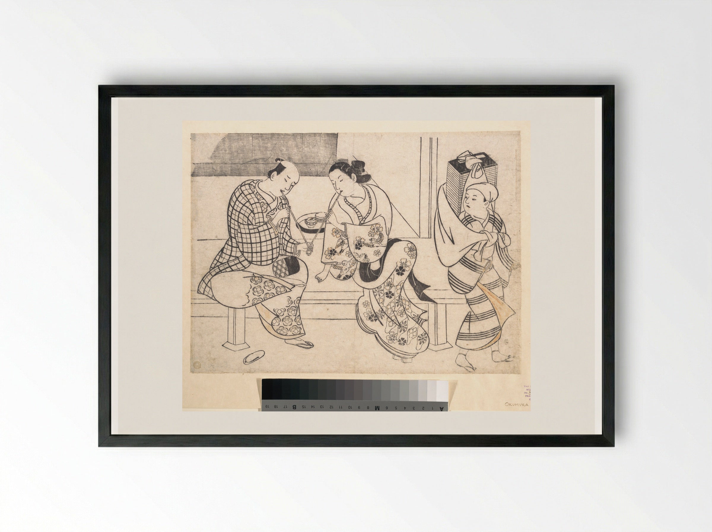 Amorous Couple - Okumura Masanobu - Framed Print Black