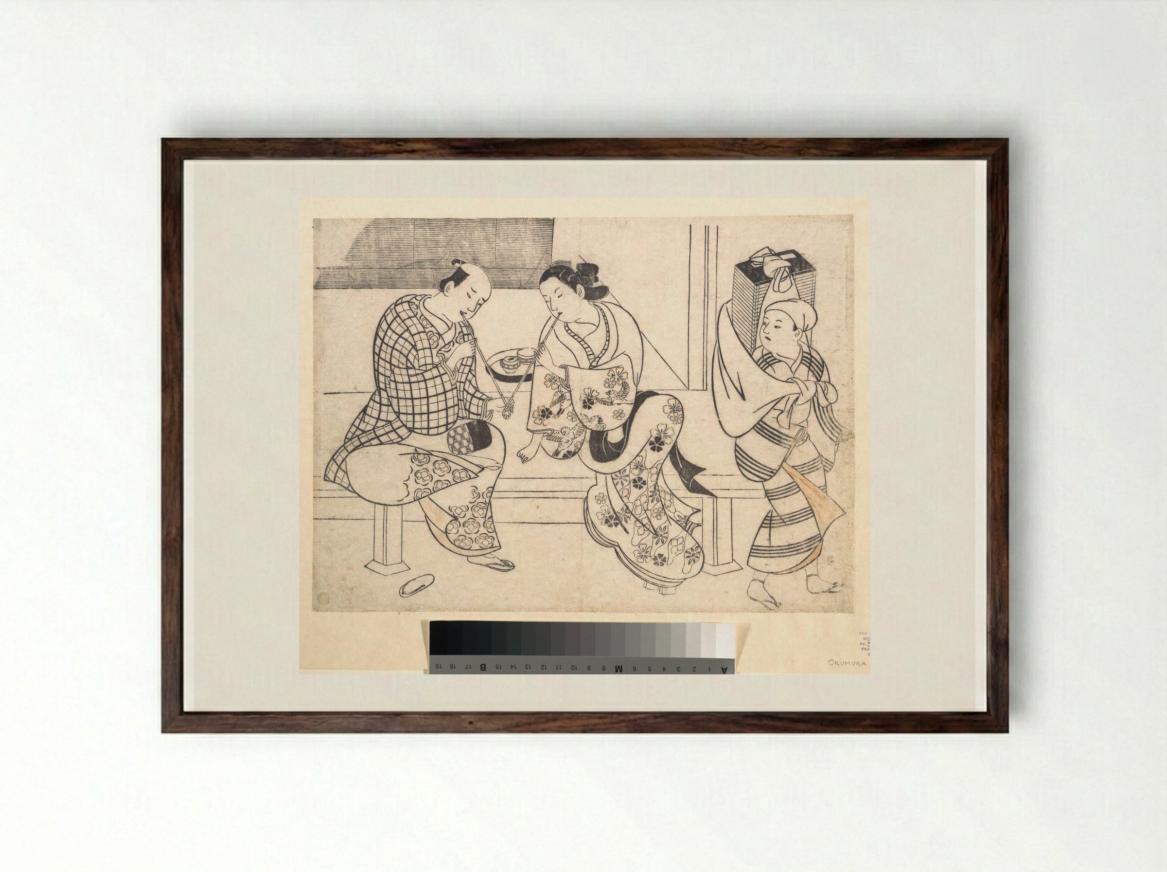 Amorous Couple - Okumura Masanobu - Framed Print Dark Wood