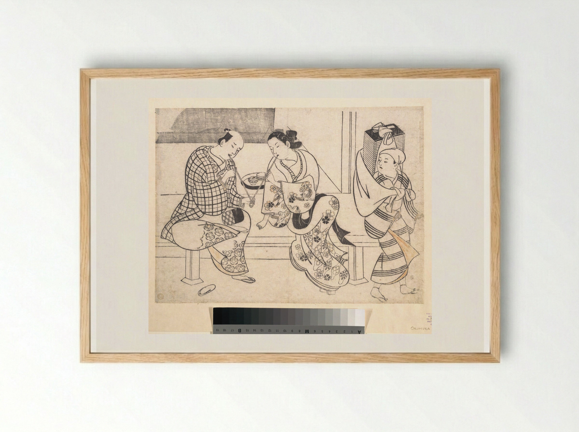Amorous Couple - Okumura Masanobu - Framed Print Wood