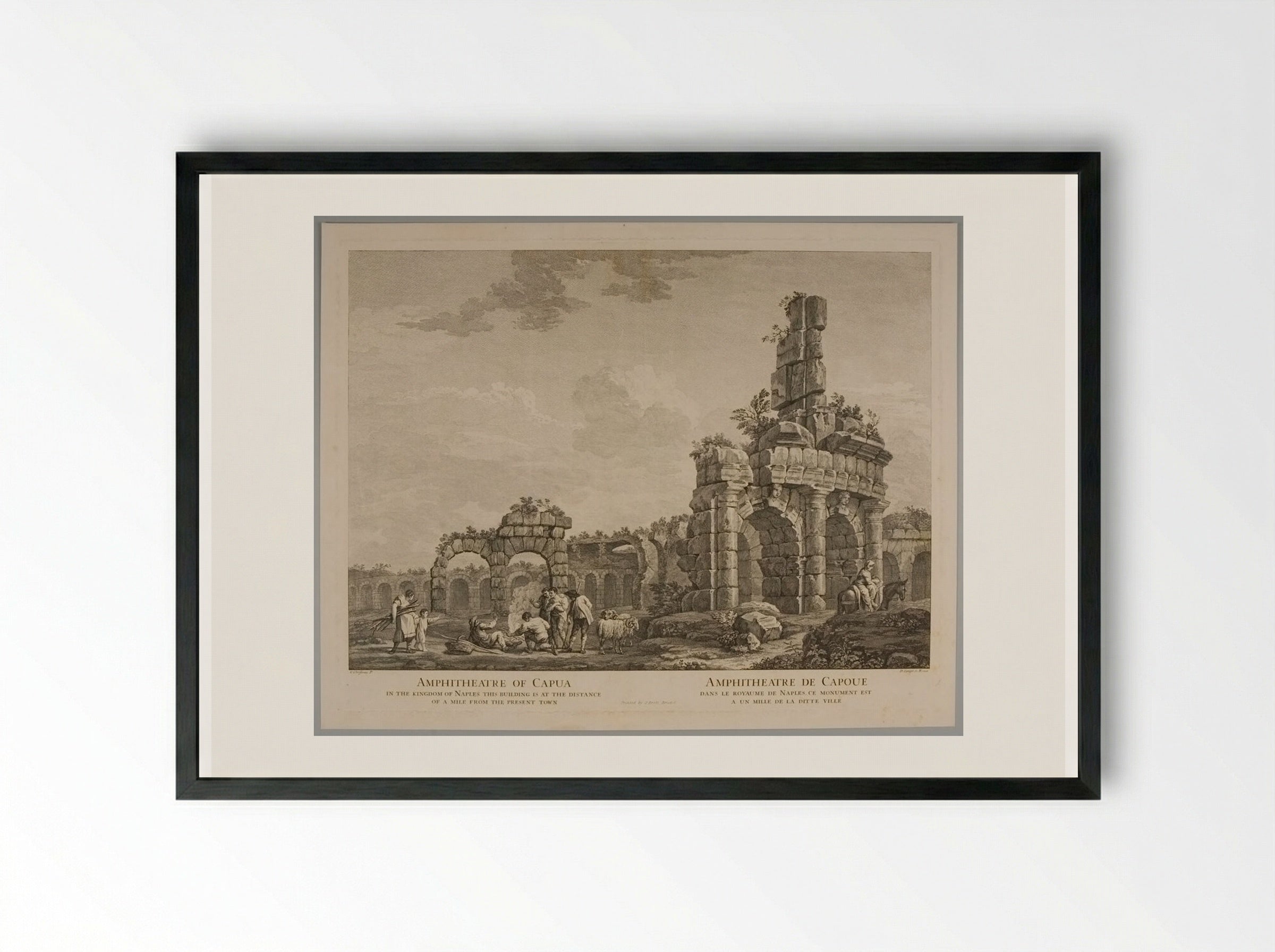 Amphitheater of Capua - Domenico Cunego - Framed Print Black