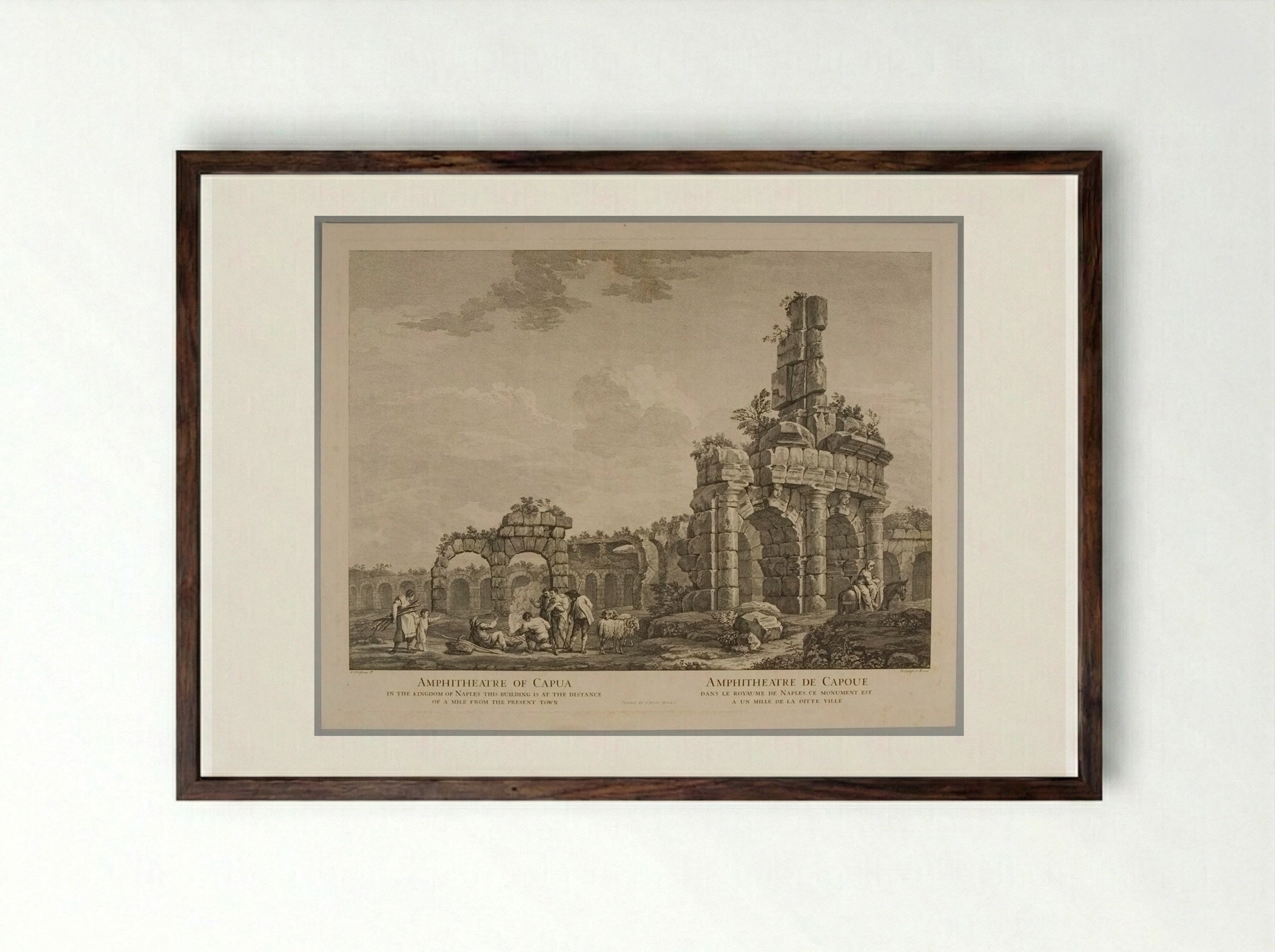 Amphitheater of Capua - Domenico Cunego - Framed Print Dark Wood