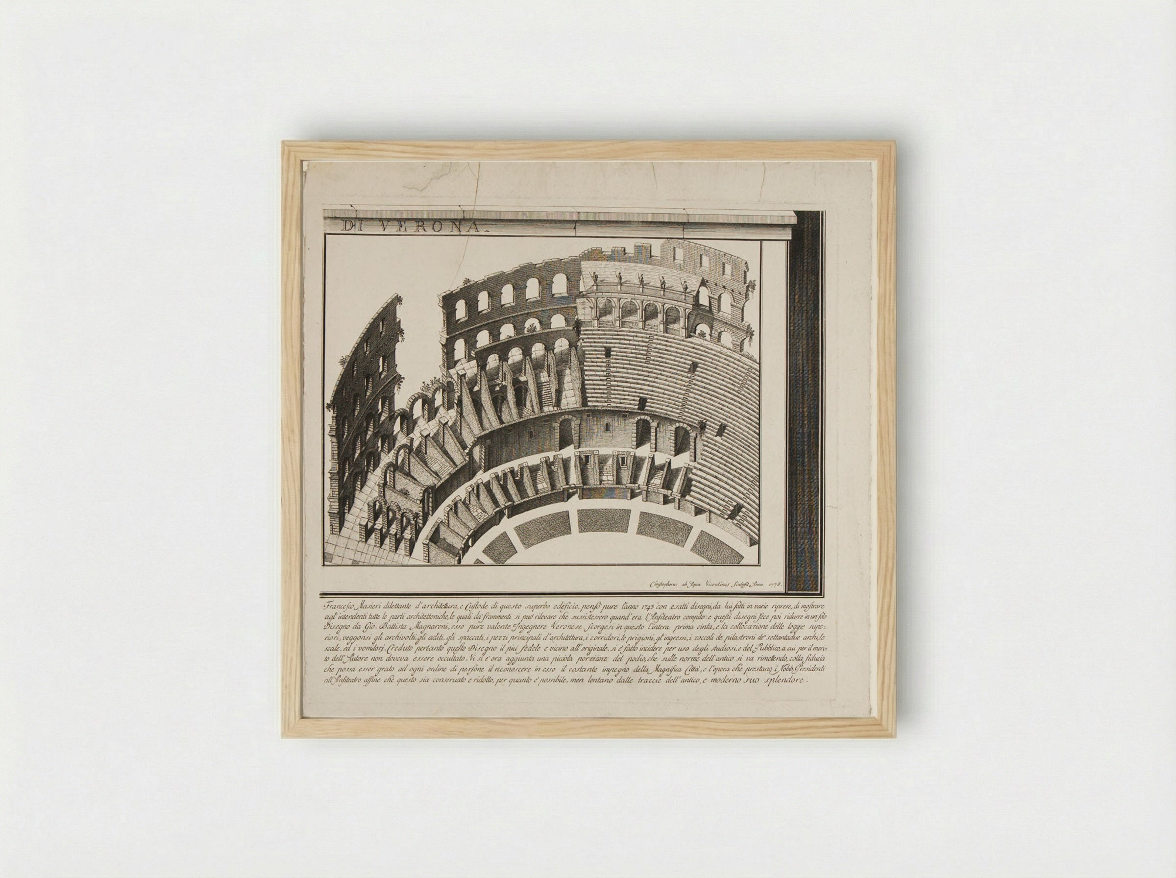 Amphitheater of Verona (Panel 3) - Cristoforo dall'Acqua - Framed Print Wood