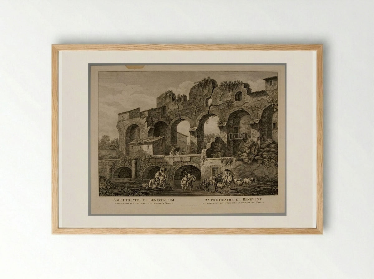 Amphitheatre of Beneventum - Domenico Cunego - Framed Print Wood