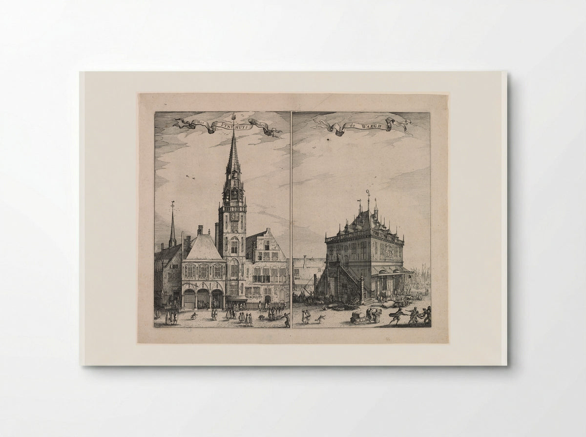 Amsterdam City Hall and the Weighing House - Claes Jansz. Visscher - Poster