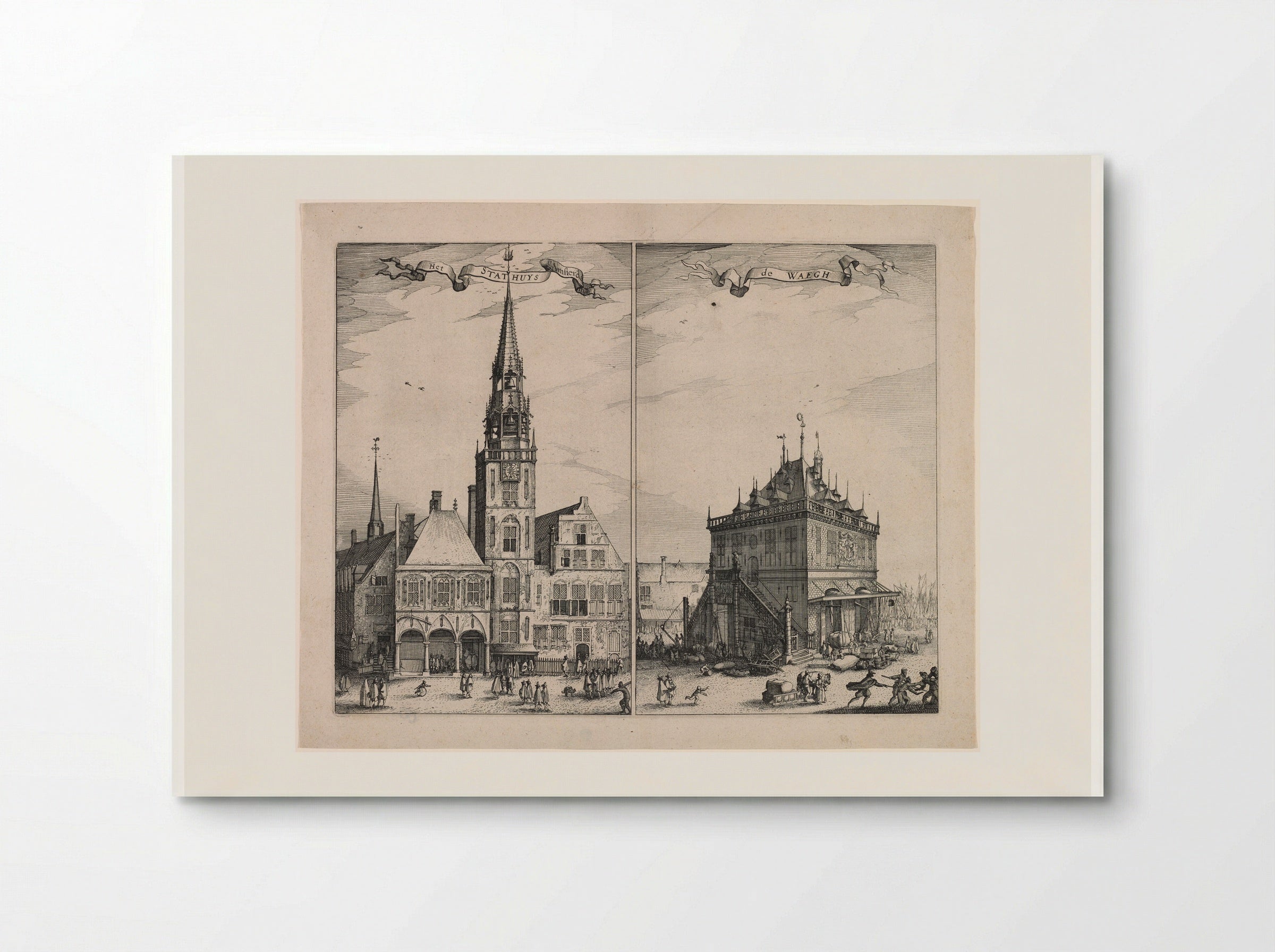Amsterdam City Hall and the Weighing House - Claes Jansz. Visscher - Poster