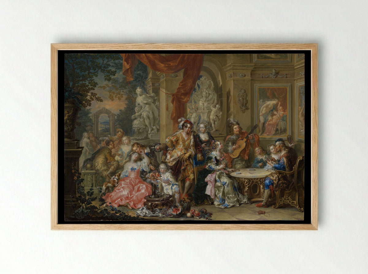 Amusement at the Court - Johann Georg Platzer - Framed Print Wood