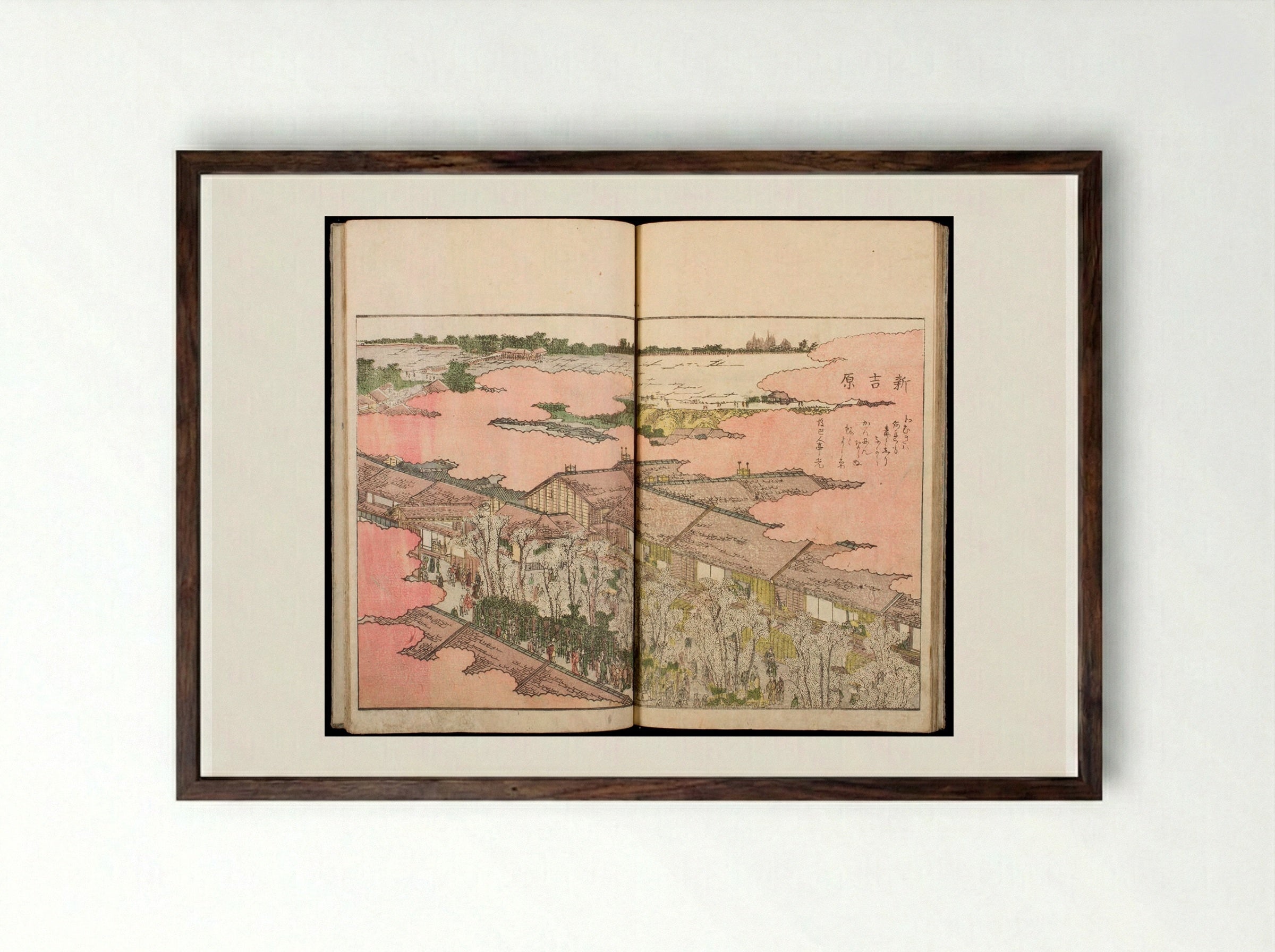 Amusements of the Eastern Capital - Katsushika Hokusai - Framed Print Dark Wood