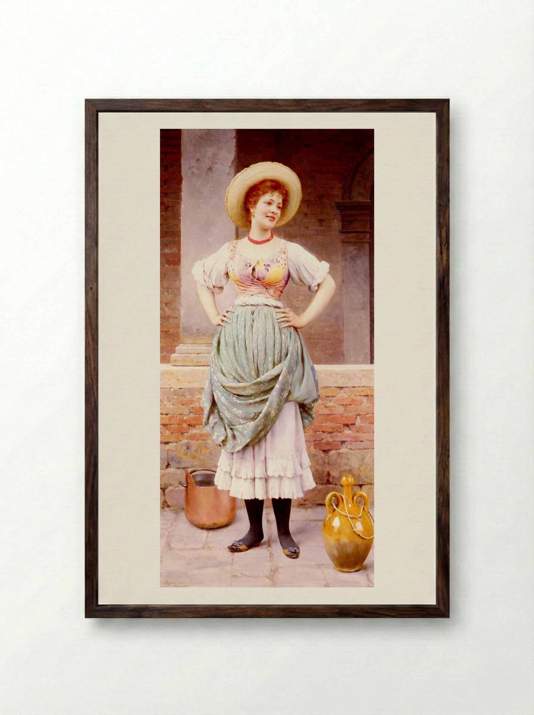 An Affectionate Glance - Eugene de Blaas - Framed Print Dark Wood