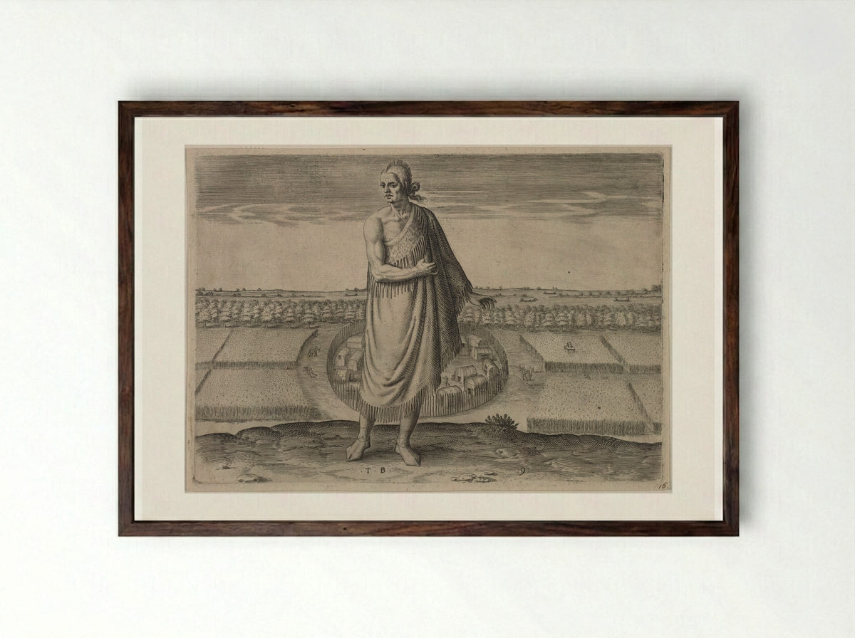 An Aged Man in his Winter Garment - Theodor de Bry - Framed Print Dark Wood