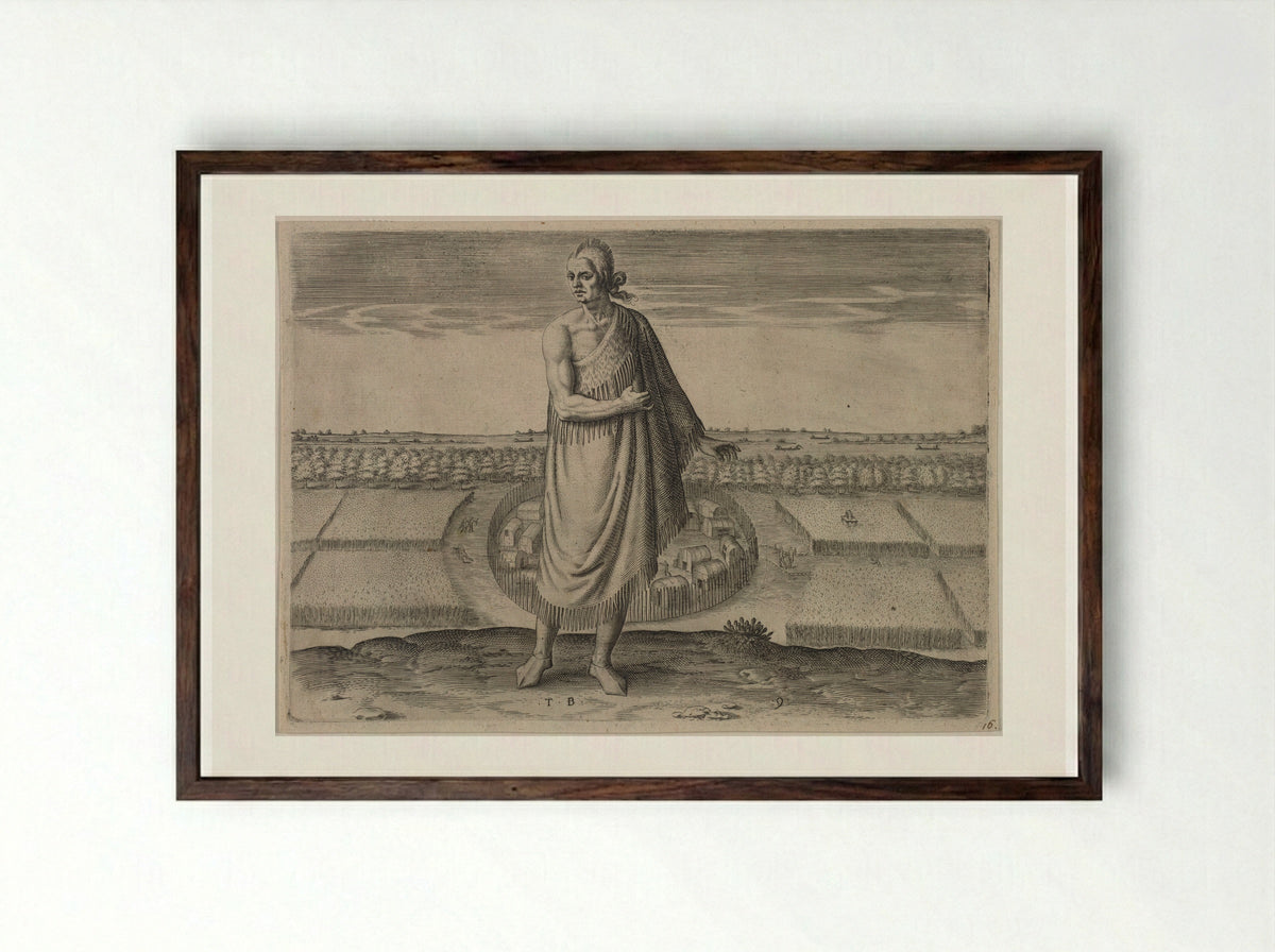 An Aged Man in his Winter Garment - Theodor de Bry - Framed Print Dark Wood
