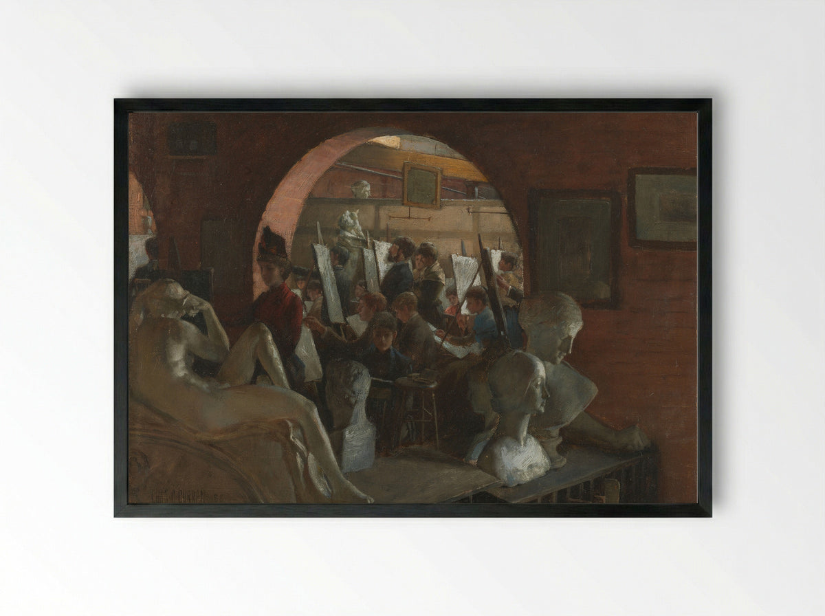 An Alcove in the Art Students' League - Charles Courtney Curran - Framed Print Black