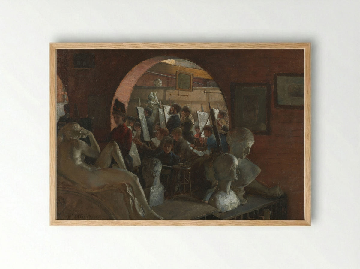 An Alcove in the Art Students' League - Charles Courtney Curran - Framed Print Wood