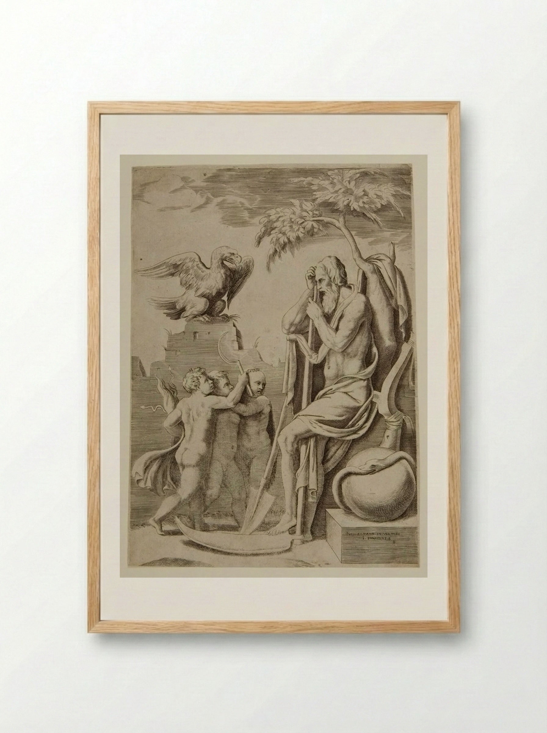 An Allegory of Time - Giulio Bonasone - Framed Print Wood