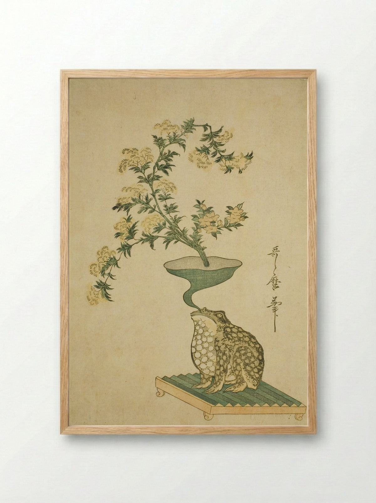 An Arrangement of Valerian and Chinese Bell Flowers - Kitagawa Utamaro - Framed Print Wood
