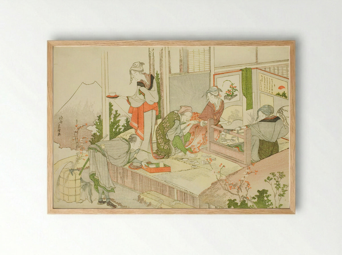 An Artisan’s Shop, from the album The Mist of Sandara - Katsushika Hokusai - Framed Print Wood