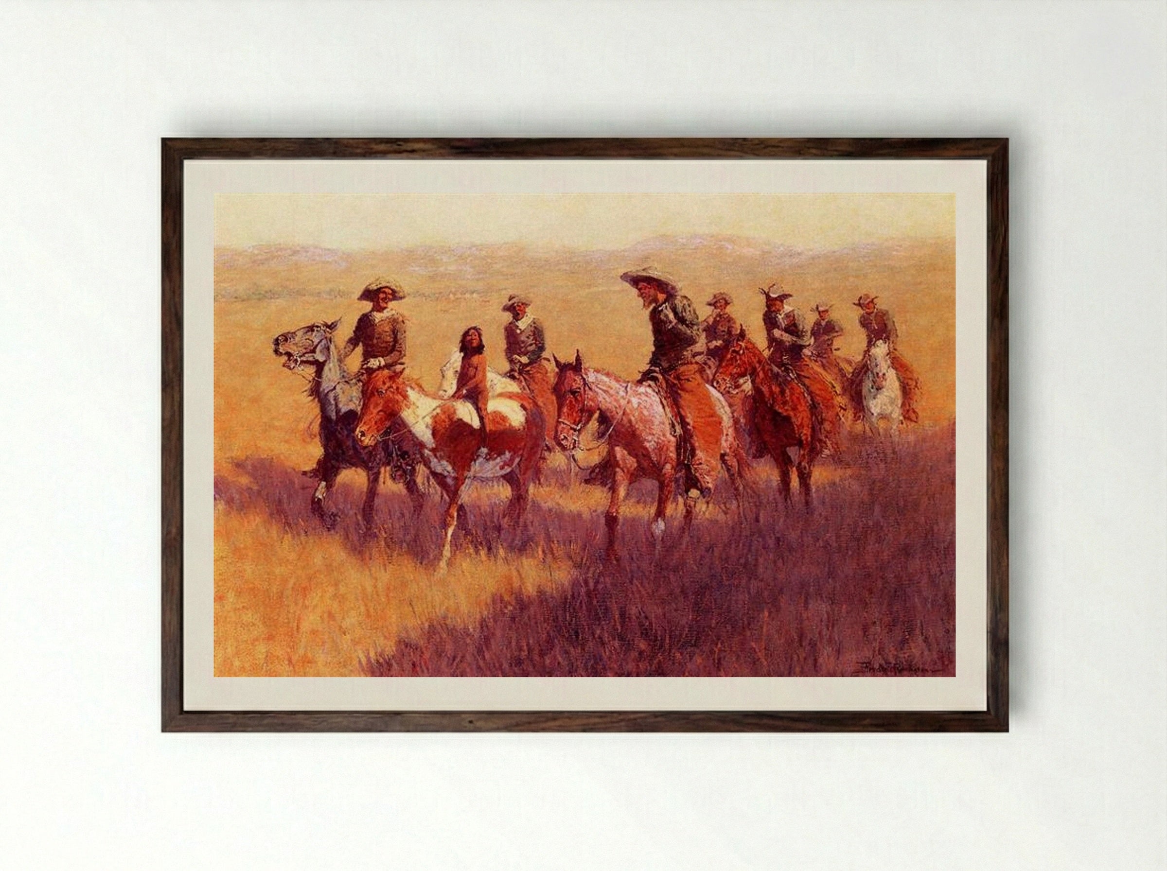 An Assault on His Dignity - Frederic Remington - Framed Print Dark Wood
