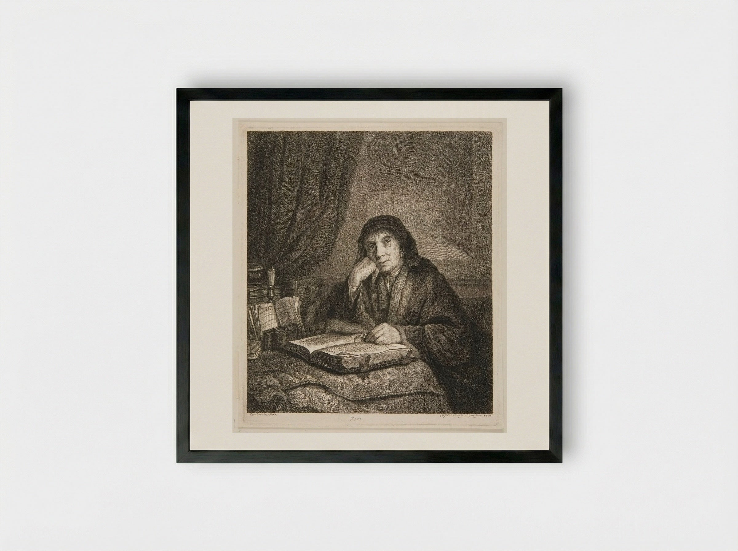 An Elderly Woman - Georg Friedrich Schmidt - Framed Print Black