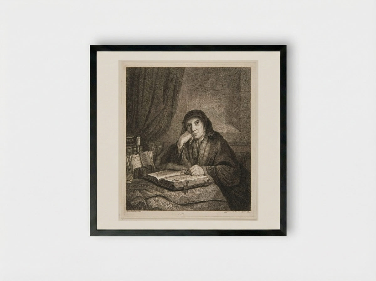 An Elderly Woman - Georg Friedrich Schmidt - Framed Print Black