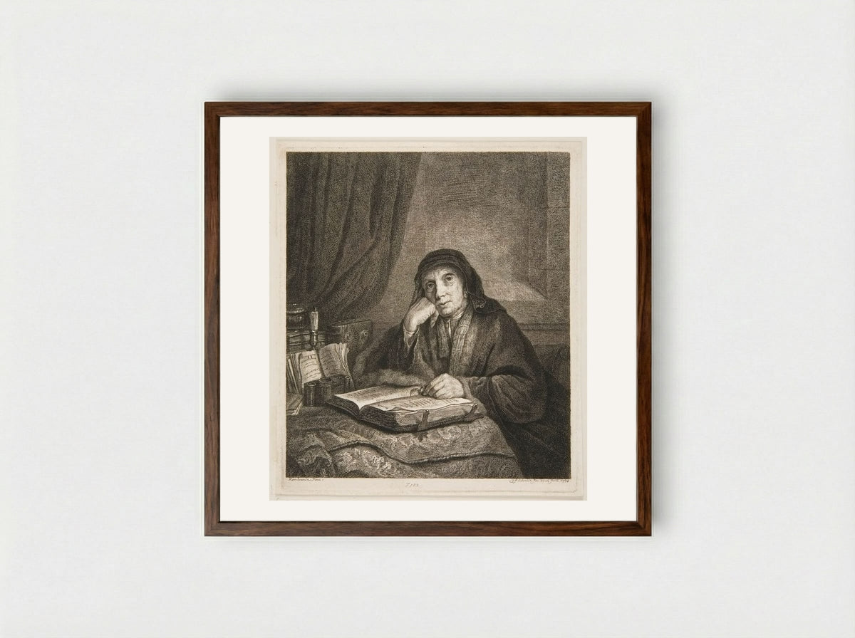 An Elderly Woman - Georg Friedrich Schmidt - Framed Print Dark Wood