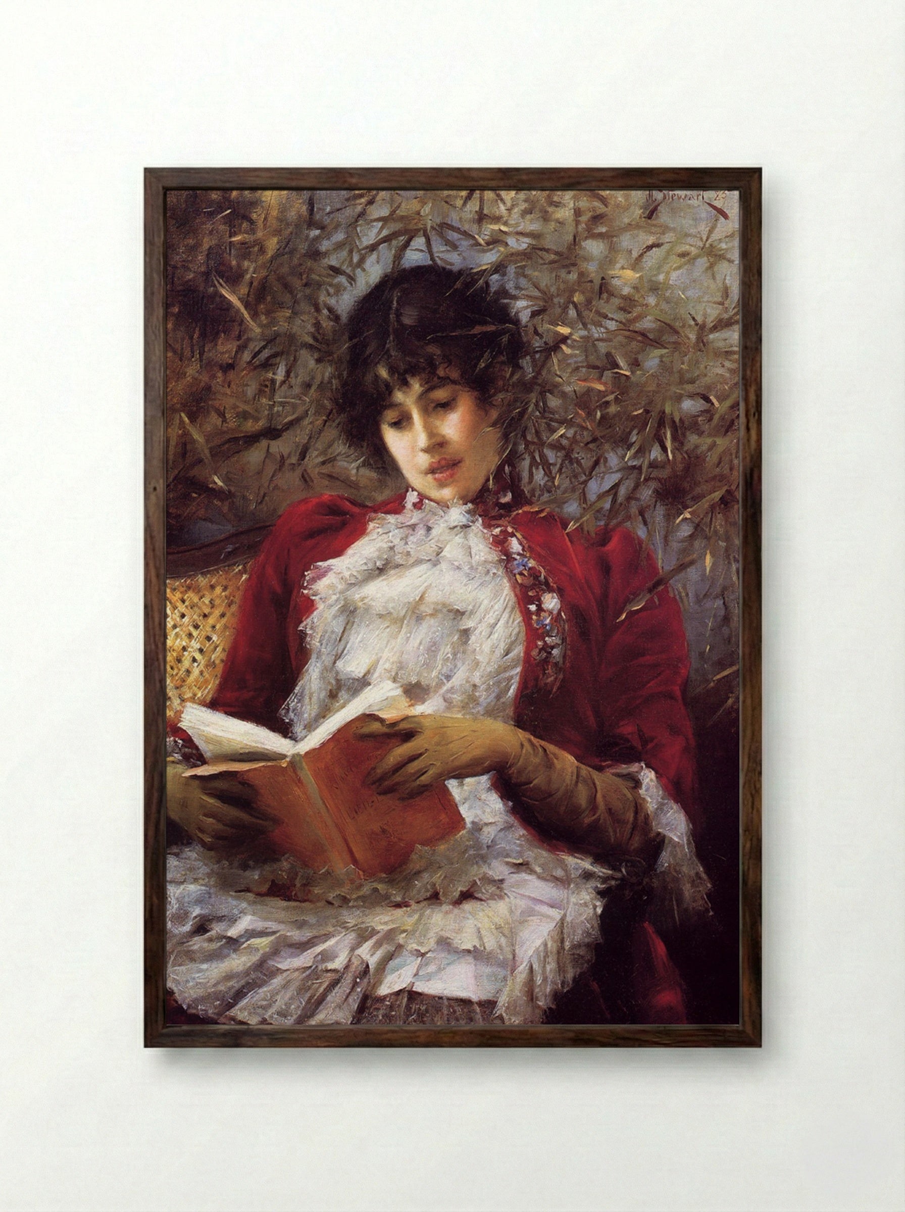 An Enthralling Novel - Julius LeBlanc Stewart - Framed Print Dark Wood
