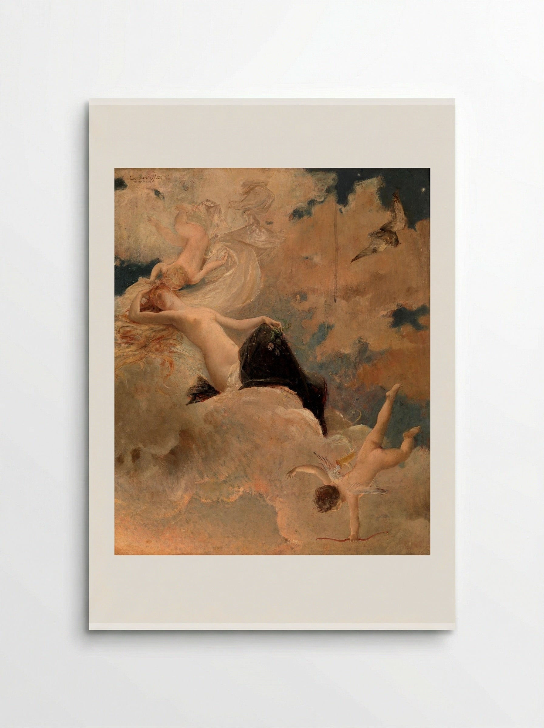 An Ethereal Beauty with Putti in the Clouds - Luc-Olivier Merson - Poster