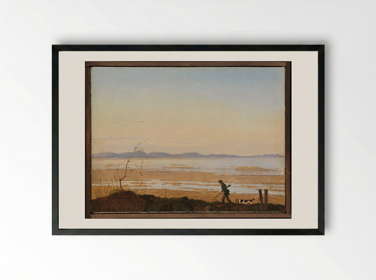 An Evening beside Lake Arresø - Johan Thomas Lundbye - Framed Print Black