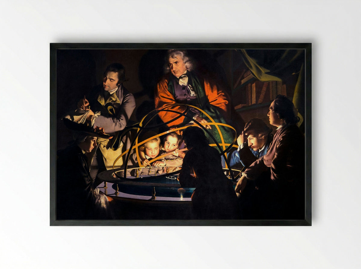 An Experiment on a Bird in the Air Pump - Joseph Wright - Framed Print Black