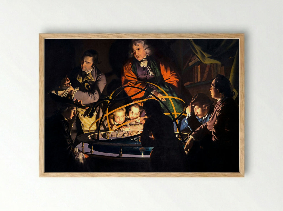 An Experiment on a Bird in the Air Pump - Joseph Wright - Framed Print Wood