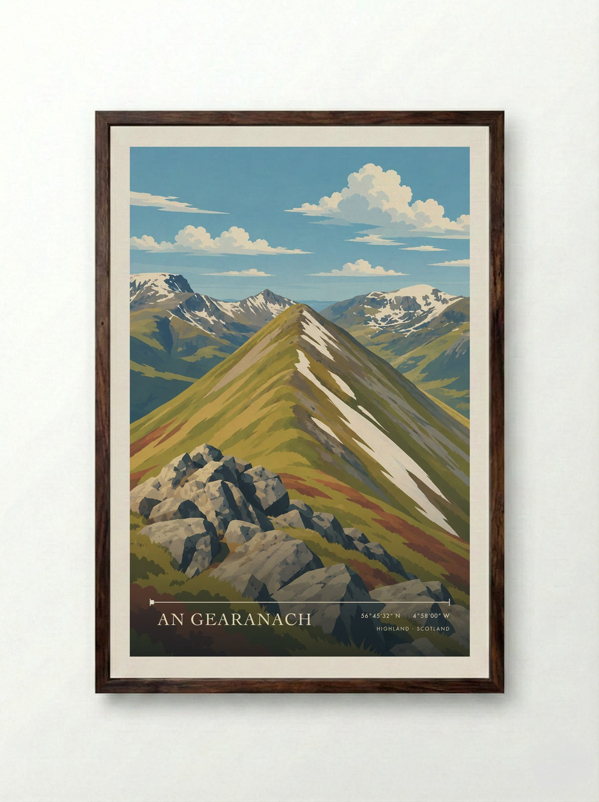 An Gearanach, Highland | Travel Poster - Framed Print Dark Wood
