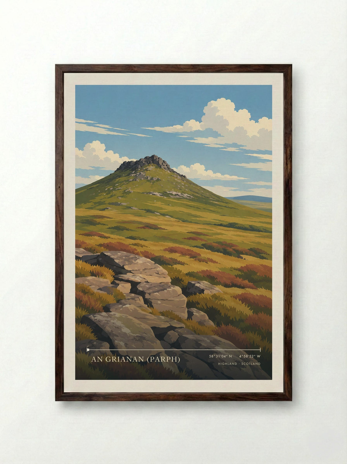 An Grianan (Parph), Highland | Travel Poster - Framed Print Dark Wood