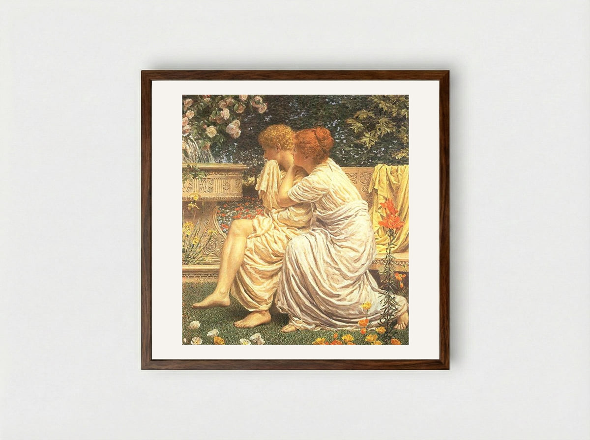 An Idyll - Albert Joseph Moore - Framed Print Dark Wood
