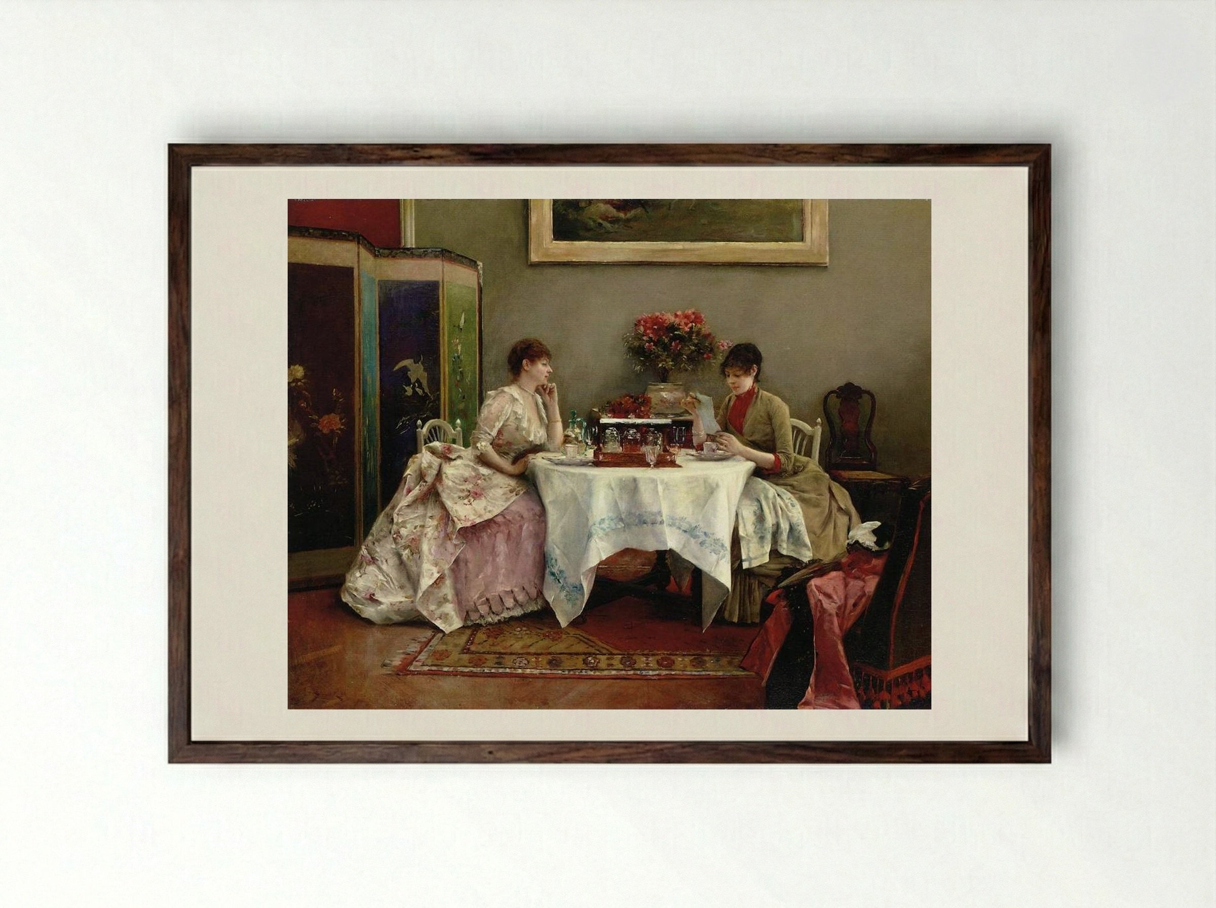 An Interesting Letter - Julius LeBlanc Stewart - Framed Print Dark Wood