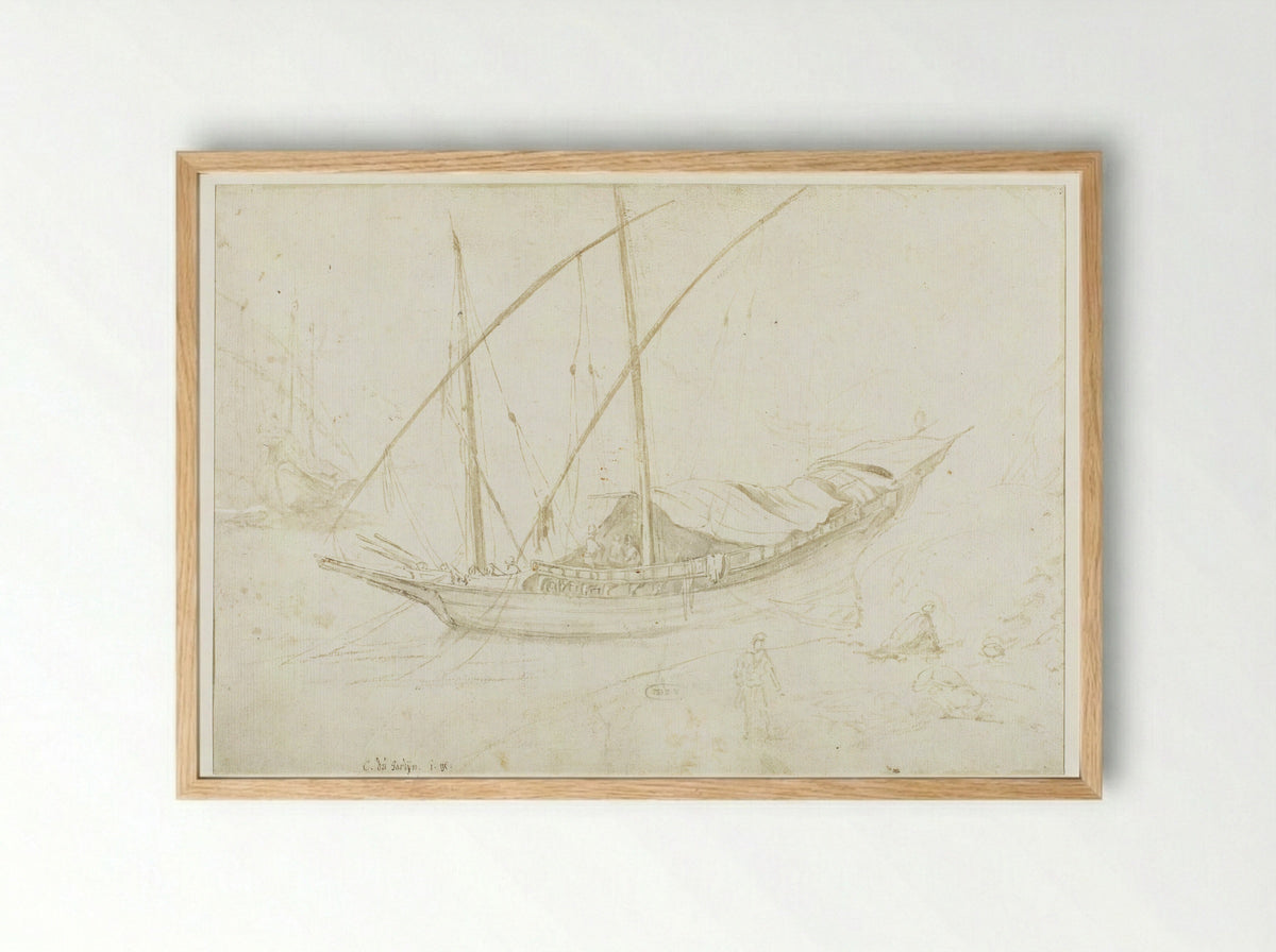 An Italian Galley, with the Bow to the Left - Guilliam du Gardijn - Framed Print Wood