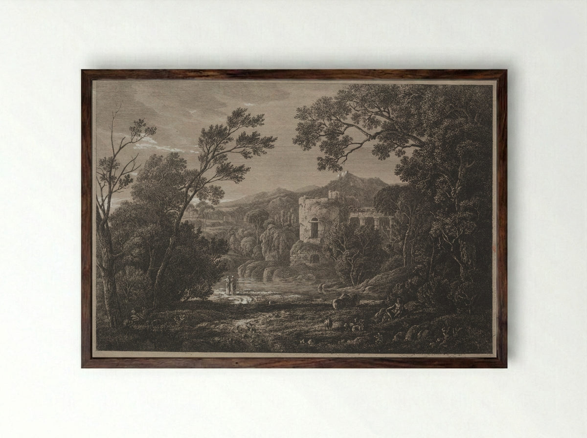 An Italian View - Joseph Rebell - Framed Print Dark Wood